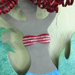 Whimsical Mermaid Sea Serpent Metal Wall Art Beach House Decor - 15 X 22 - thumbnail 3
