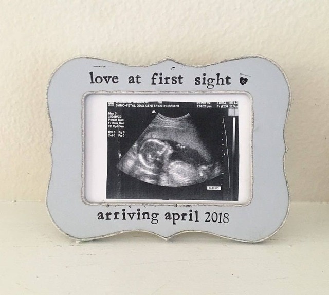 Love At First Sight Picture Frame Gift Ultrasound Baby Shower Gift Grandparents Nursery Room Decor - image 1