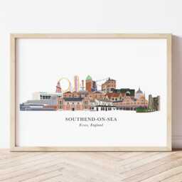Southend On Sea Skyline Print, Southend-On-Sea Cityscape, Wall Art, Gift, Illustration - thumbnail 1