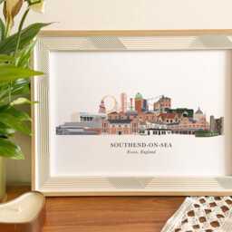 Southend On Sea Skyline Print, Southend-On-Sea Cityscape, Wall Art, Gift, Illustration - thumbnail 2