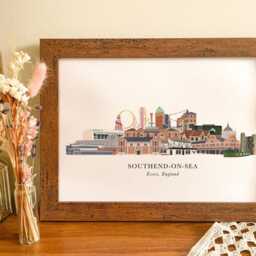 Southend On Sea Skyline Print, Southend-On-Sea Cityscape, Wall Art, Gift, Illustration - thumbnail 3