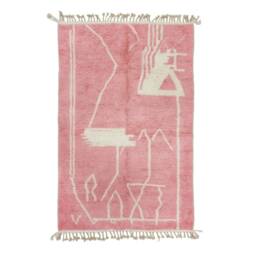 Unique Pink Rug, Moroccan Beni Ourain Carpet, Baby Pink Rug, Abstract Berber Handmade Area Brownish Bohemian Rose Rug - thumbnail 4