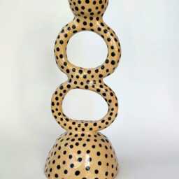 Handmade Ceramic Polka Dot Candle Holder Modern Minimalist Home Decor, Candlestick - thumbnail 2