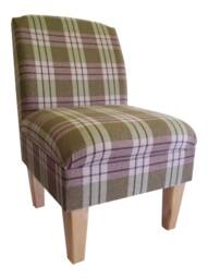 Bedroom Chair On Wooden Beech Coloured Legs - Kintyre Sagetartan Fabric
