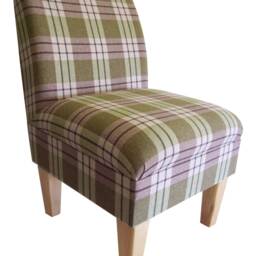 Bedroom Chair On Wooden Beech Coloured Legs - Kintyre Sagetartan Fabric - thumbnail 2