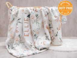 Personalized Baby Girl Blanket, Pink Floral Minky Blanket With Name, Custom Newborn Gift, Shower Keepsake