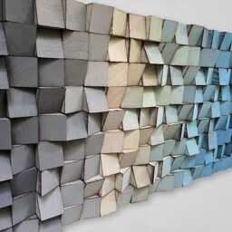 Reclaimed Wood Wall Art - Grey Blue Mosaic, Sound Diffuser - thumbnail 4