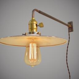 Industrial Lighting - Vintage Steel Wall Mount Light Railroad Sconce Flat Shade Steampunk Lamp Apothecary Train Station - thumbnail 2