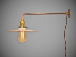 Industrial Lighting - Vintage Steel Wall Mount Light Railroad Sconce Flat Shade Steampunk Lamp Apothecary Train Station - thumbnail 1