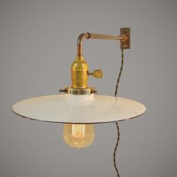 Industrial Lighting - Vintage Steel Wall Mount Light Railroad Sconce Flat Shade Steampunk Lamp Apothecary Train Station - thumbnail 3