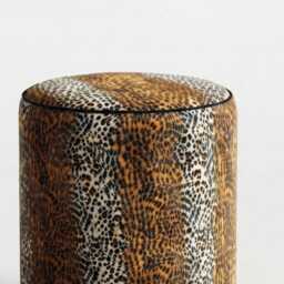 UK Handmade Leopard Print Fabric Upholstered Round Footstool Dressing Table Pouffe Coffee - thumbnail 4