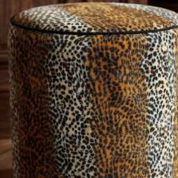 UK Handmade Leopard Print Fabric Upholstered Round Footstool Dressing Table Pouffe Coffee - thumbnail 3