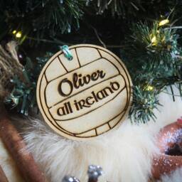 Personalised Gaelic Ball Christmas Ornament Gaa Sport Wood Custom Bauble Laser Engrave Rustic Wooden Name Tree Decoration Irish - thumbnail 2