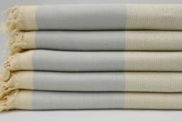 "Light Gray Diamond Blanket, Turkish Blanket, Bed Blanket, Peshtemal Cover, 79""x95" - thumbnail 1
