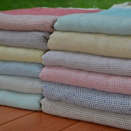 "Light Gray Diamond Blanket, Turkish Blanket, Bed Blanket, Peshtemal Cover, 79""x95" - thumbnail 4