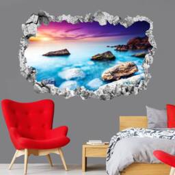Sea Sunset Rocks Wall Decal Sticker Mural Poster Print Art Home Bedroom Office Decor Kr46 - thumbnail 1