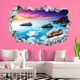 Sea Sunset Rocks Wall Decal Sticker Mural Poster Print Art Home Bedroom Office Decor Kr46 - thumbnail 3
