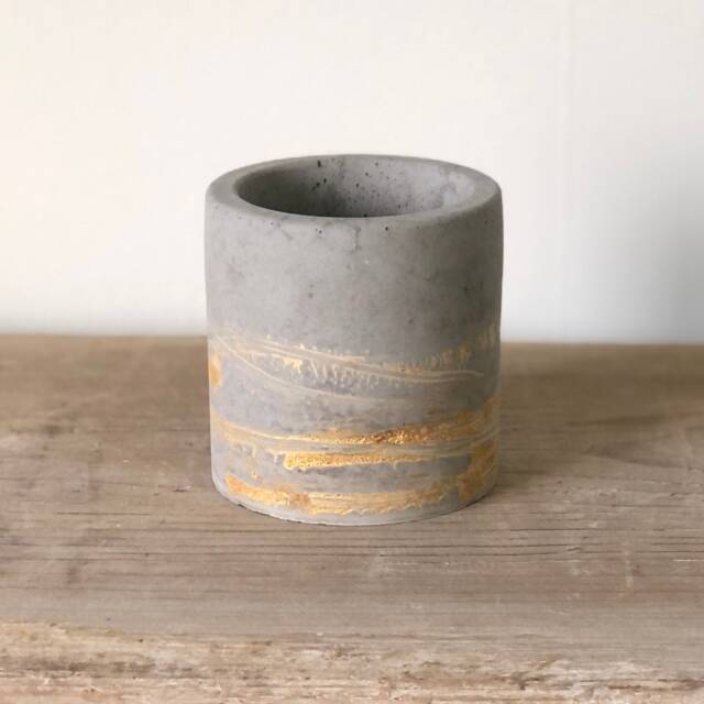Unique Concrete & Gold Planter/Personalised Home Decor Gift - image 1