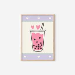 Good Vibes Girls Bubble Tea Reto Personalised Name Print Set For A Childrens Bedroom - thumbnail 2
