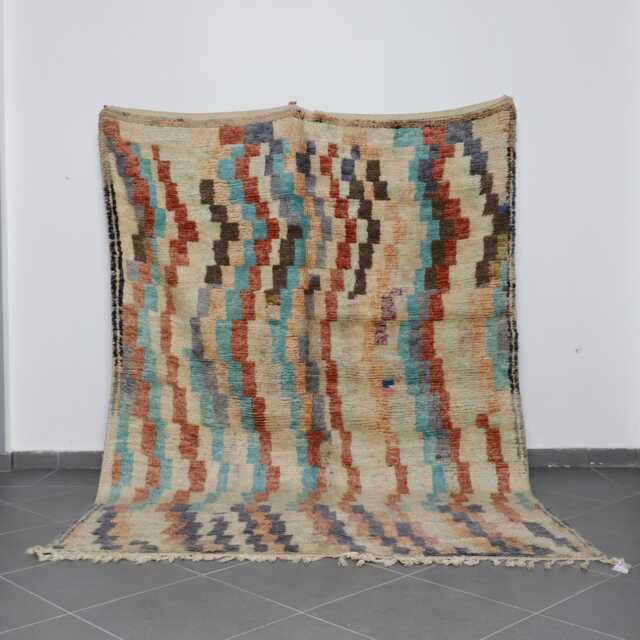 Handmade Abstract Berber Wool Rug Artisanal Moroccan Carpet - 9, 5x6, 8 Ft - image 1