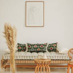 Green Medusa Cushion With Fringe, Decorative Pillow, Cotton Pillow For Living Room, Bedroom, Modern Pillows - thumbnail 2