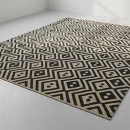 Handwoven Wool Kilim Rug Black & White Geometric Diamond Design - thumbnail 4