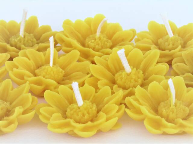 Pure Beeswax Tealight 6 Sweet Flower Beeswax Handmade Candles For Saint Valentine Set - image 1