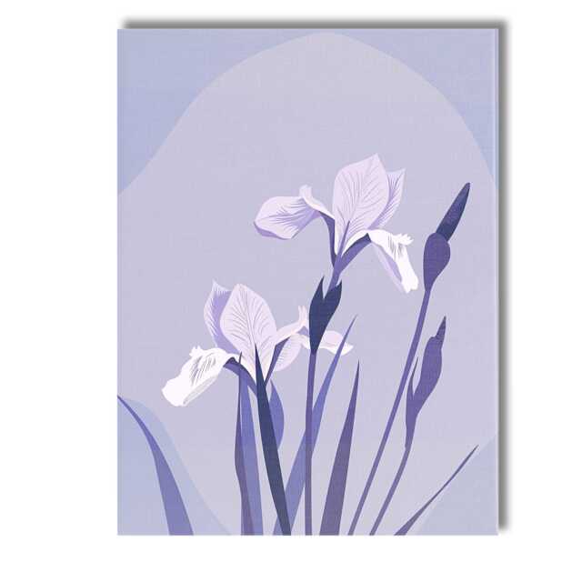 Soft Lavender Iris Floral Illustration Contemporary Botanical Design Canvas Wall Art Print Decor Picture Ready To Hang - image 1