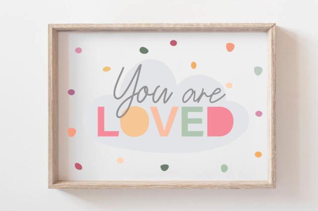 You Are Loved Print, Girls Nursery Pastel Prints, Bedroom Decor, Playroom Wall Art, Art - image 1