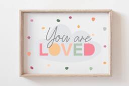 You Are Loved Print, Girls Nursery Pastel Prints, Bedroom Decor, Playroom Wall Art, Art - thumbnail 1