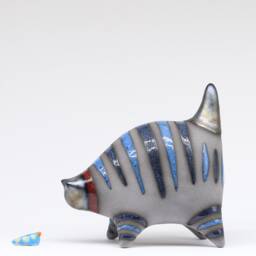 Handmade Ceramic Cat Figurine Striped Blue Tabby Art Sculpture - Made To Order - thumbnail 3