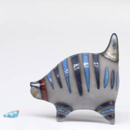 Handmade Ceramic Cat Figurine Striped Blue Tabby Art Sculpture - Made To Order - thumbnail 2