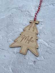 Personalised Birch Wood Christmas Bauble - Engraved Name Ornament - thumbnail 1