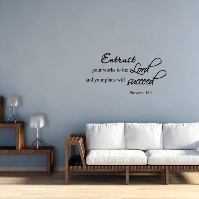 Christian Faith Stickers Bible Verse Scripture Wall Decal - Entrust Your Works To The Lord Proverbs 163 - Vwaq-V1 - image 1