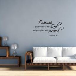 Christian Faith Stickers Bible Verse Scripture Wall Decal - Entrust Your Works To The Lord Proverbs 163 - Vwaq-V1 - thumbnail 1