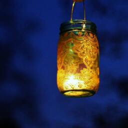 Hand Painted Moroccan Decor Mason Jar - Bohemian Desk Organizer - thumbnail 3