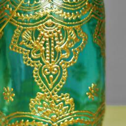 Hand Painted Moroccan Decor Mason Jar - Bohemian Desk Organizer - thumbnail 2