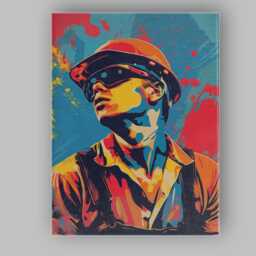 Modern Construction Worker Safety Helmet Vibrant Pop Art Portrait Canvas Wall Print Decor Picture Ready To Hang - thumbnail 1