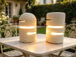 Natural Travertine Lamp, Led Ambient Light, Stone Bedside Aroma Candle Holder