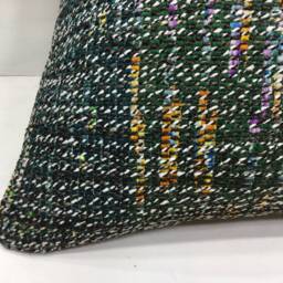 Vintage Handwoven Kilim Pillow Cover, Turkish Bohemian Accent - 16x16 - thumbnail 3