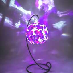 Hand Painted Abstract Glass Candle Holder Pink, Purple & Gold