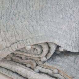 Blue Gray Velvet Cotton Quilt, Ice Blanket, Pick Stitch Twin Queen King Spring Summer Quilt Blanket - thumbnail 2
