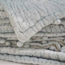 Blue Gray Velvet Cotton Quilt, Ice Blanket, Pick Stitch Twin Queen King Spring Summer Quilt Blanket - thumbnail 3
