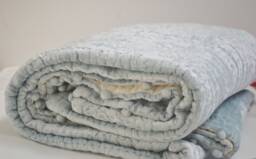 Blue Gray Velvet Cotton Quilt, Ice Blanket, Pick Stitch Twin Queen King Spring Summer Quilt Blanket