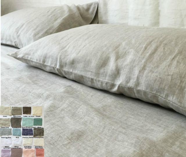 Linen Sheets 40+ Colors, Top Sheet, Fitted Available in Queen, King, Twin, Full, Custom Size Welcome - image 1