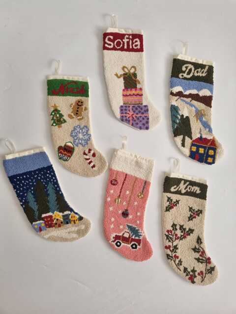 Personalized Punch Needle Christmas Stocking, Custom Embroidered Family Hand Tufted Kids Stocking Gift ??dea, Xmas - image 1