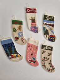 Personalized Punch Needle Christmas Stocking, Custom Embroidered Family Hand Tufted Kids Stocking Gift ??dea, Xmas