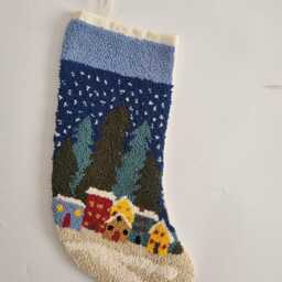 Personalized Punch Needle Christmas Stocking, Custom Embroidered Family Hand Tufted Kids Stocking Gift ??dea, Xmas - thumbnail 3