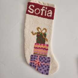 Personalized Punch Needle Christmas Stocking, Custom Embroidered Family Hand Tufted Kids Stocking Gift ??dea, Xmas - thumbnail 2