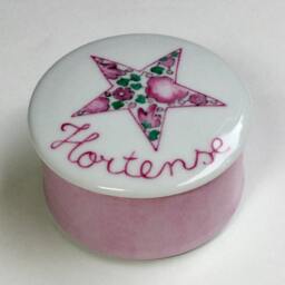 Personalized Porcelain Tooth Box Or Favor With A Pink Liberty Star Print - thumbnail 2